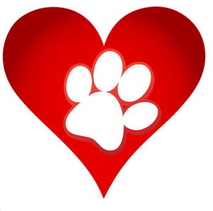 Dog paw in heart