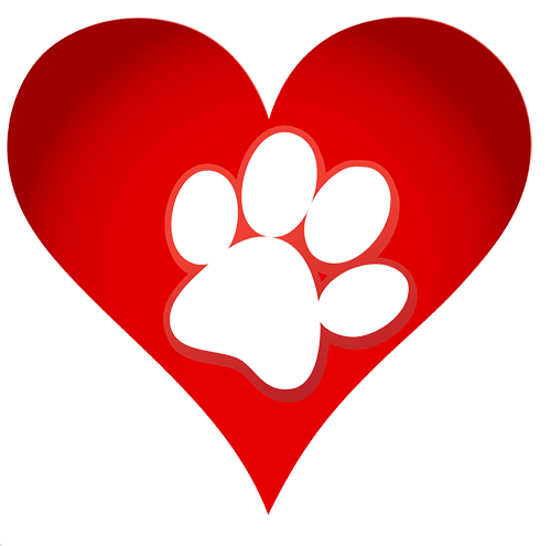 Dog paw in heart